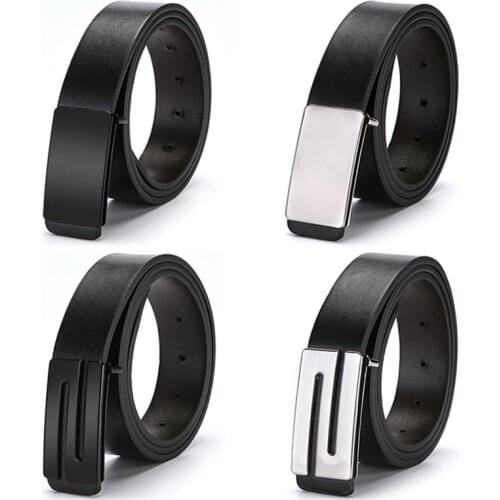 Classic mens smooth buckle belt trend student casual N-button fashion belt simple atmosphere alloy buckle belt length 115 cm