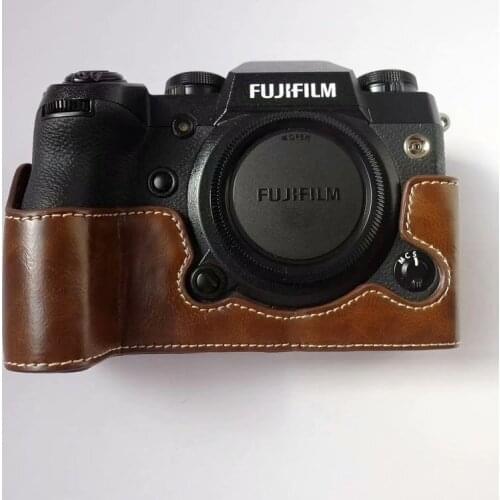 Leather Camera Case Half Bag For Fujifilm Fuji XH1 Half Body Set Cover with Battery Opening