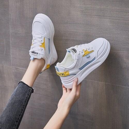 Women Flats 2021 Autumn Korean Running Shoes Women Platform White Shoes Ladies Comfort Lace Up Casual Shose Zapatillas De Mujer