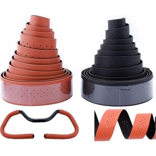 Bicycle Handlebar Tape Road Bike PU Leather Perforated Belt Breathable Soft Bike Handlebar Tape MTB Fixed Gear Belt