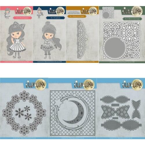 Piggy Craft metal cutting dies cut die mold Girl bow moon flower frame Scrapbook paper craft knife mould blade punch stencil