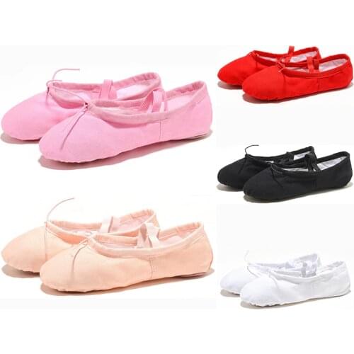 USHINE EU22-45 Soft Cloth Head Yoga Slippers Teacher Gym Indoor Exercise Canvas Ballet Dance Shoes Children Kids Girls Woman