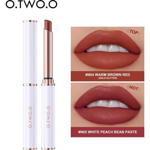 O.TWO.O Thin Tube Lipstick Matte Lightweight Lip Tint Waterproof Lip Balm Moisture Nude Lip Gloss Beauty Girls Lip Cosmetics