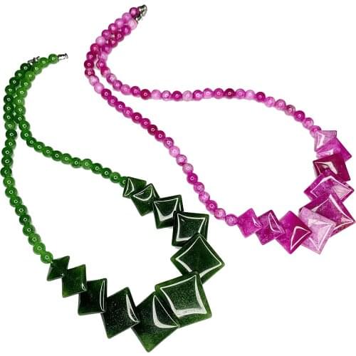 Fashion Bohemian Jewelry Drop Pendant Necklace for Women Stone Crystal Beaded Short Collar Chain Necklaces Gift Accessories B512