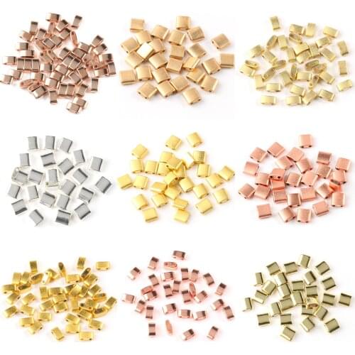Rectangular Gold Silver Color Hematite Two Hole Beads Loose Spacer Beads For Jewelry Making Diy Charms Bracelet Accessories