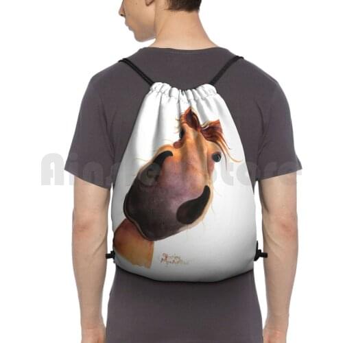 Horse Print 'Mad Max' By Shirley Macarthur Backpack Drawstring Bag Riding Climbing Gym Bag Horse Horse Art Horse Equestrian