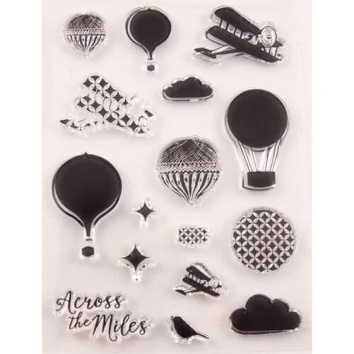 Sky Plane Hot Air Balloon Decoration Clear Stamp Seal DIY Scrapbook Embossing Album Decor Craft Art Photo Album Decorative