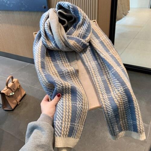 2021 women winter scarf luxury fashion high-quality comfortable thick warm student womens color matching knitted shawl scarves