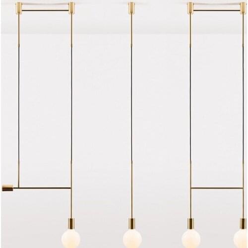 Modern Led Metal Pendant Lights Wrought Iron Glass Round Ball Brass Rod Hanging Lamp For Living Roomcafekitchen Nordic Lighting