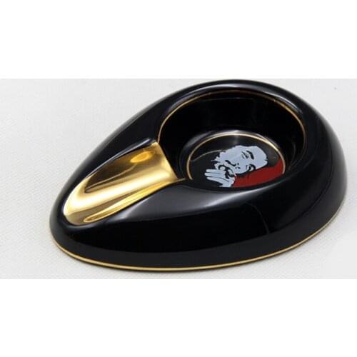 Fine Porcelain Round Cigar Ashtray Pocket Travel Cigarette Ash Tray 1 Slot Holder Portable Tobacco Smoking Tool For Cohiba
