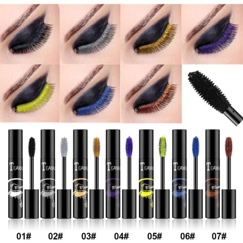 Brand Color Mascara Waterproof Eye Lash Makeup Cosmetics Black White Gold Blue Yellow Bronze Curling Lengthening Eyelash Mascara