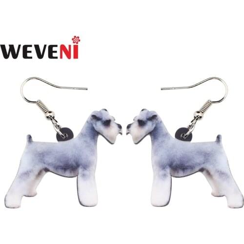 WEVENI Statement Lovely Schnauzer Dog Earrings Big Long Drop Dangle Animal Cartoon Acrylic Cheap Jewelry For Girls Women Brincos