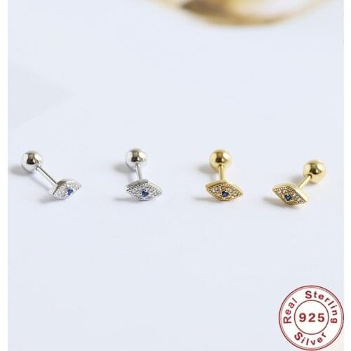 CCFJOYAS 925 Sterling Silver Mini Demon Eyes Piercing Stud Earrings for Women Simple Minimalist Gold Silver Color Earring