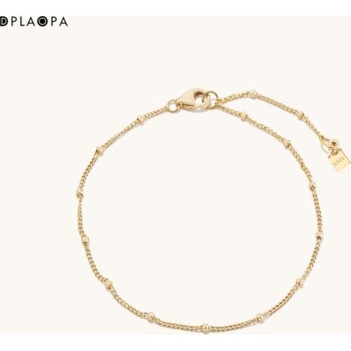 DPLAOPA 925 Sterling Silver Gold Plated Silver Beads Chain Bracelet Women Luxury 2021 Women Wedding Crystal Luxury Jewelry