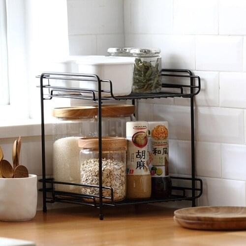 2 Layer Storage Rack Countertop Mesh Drawer Basket Organizer Spice Rack Sundries for Kitchen Bathroom and Bedroom
