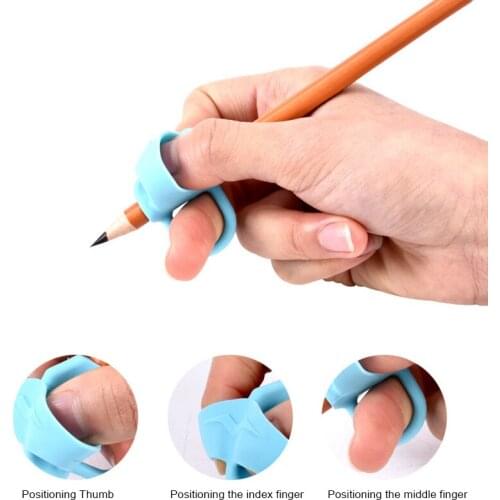 3pcs Magic Silicone Pencil Grip Beginner Writing Aid Tool Baby Double Thumb Posture Correction Tool Pen Holder Student Education