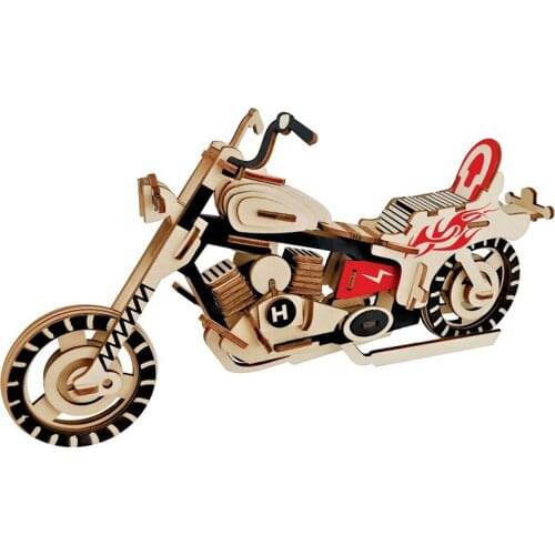DIY 3D Wooden Puzzle Motorcycle HD I Laser Cutting Model Building Kits Jigsaw Model Toys for Adults Boys with 89 Pcs