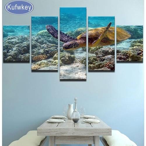 5 Panel/Set Deep Sea Turtles Diamond Embroidery full 5d diy diamond Painting turtle Wall Picture 3d Home Decoration Living Room