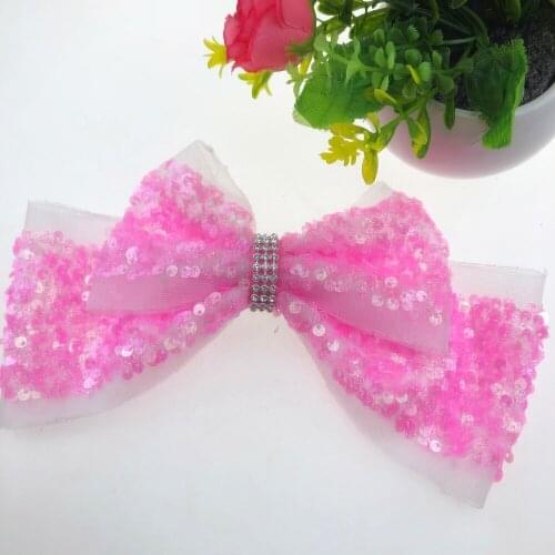 8 Inch Scatter Sequins Cheer Leading Bows with Clip for Girl Hair Accessories,10PCS/LOT