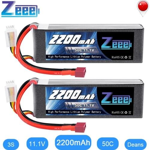 2units Zeee LiPo Battery 11.1V 3S 2200mAh 50C for RC Car with Deans Plug For RC Helicopter Drone Boat Airplane