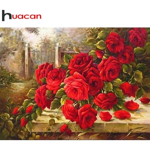 Huacan Diamond Embroidery Mosaic Rose Handmade Gift 5D Diamond Painting Cross Stitch Flower Picture Of Rhinestones Home Decor