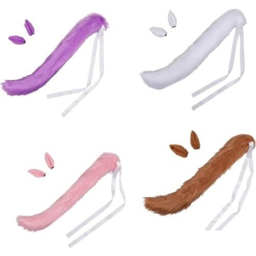 Anime Cosplay Props Horse Ears and Tail Set Plush Furry Animal Ears Clips Carnival Party Costume Fancy Dress Xmas