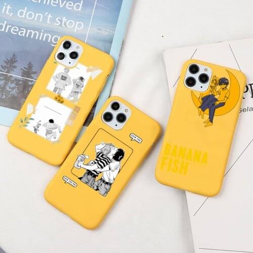 Japan Anime Banana Fish Phone Case For iphone 12 11 Pro Max Mini XS 8 7 6 6S Plus X SE 2020 XR Candy yellow Silicone cover