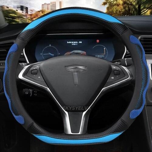 D shape For Tesla Model 3 2017 2018 2019 2020 Car Steering Wheel Cover Non-slip Microfiber Leather Auto interior Accessories