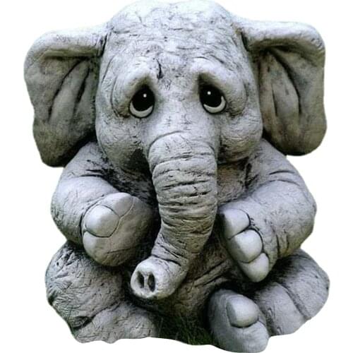 Baby Elephant Statue Indoor Outdoor Garden Sculpture Decoration Gardening Decor, Good Luck Gifts, Patio Lawn Yard Decor