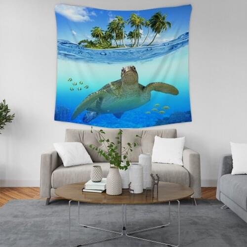 Home Furnishing Undersea Animal Tapestry Wall Hanging Sandy Beach Picnic Throw Rug Blanket Camping Tent Travel Sleeping Pad
