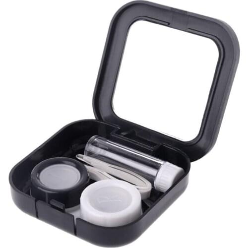 Stars Moon Contact Lens Case For Women With Mirror Kit Holder Portable Contact Lenses Box Black