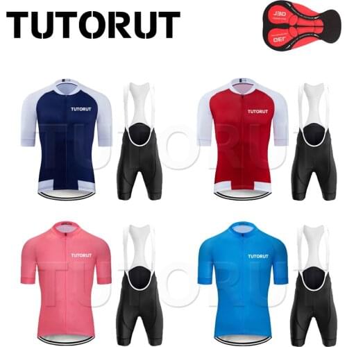 TUTORUT Cycling Sets Men Short Sleeve Summer Bib Shorts Road Bicycle Clothing Quick Dry Cycling Jersey Bike Maillot Ciclismo