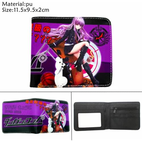 Anime Danganronpa monokuma PU Wallet Boys Girls Zip Coin Pocket Leather Short Bifold Photo Card Holder Layers Cartoon Purse Gift