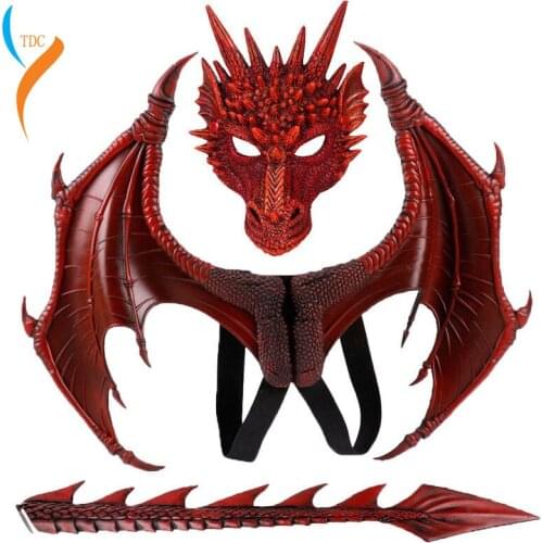 Animal Cospty Dragon Costume Purim Christmas Gift Carnival Party Kids Cosplay Set Wing and Tail Childrens day faucet Costume