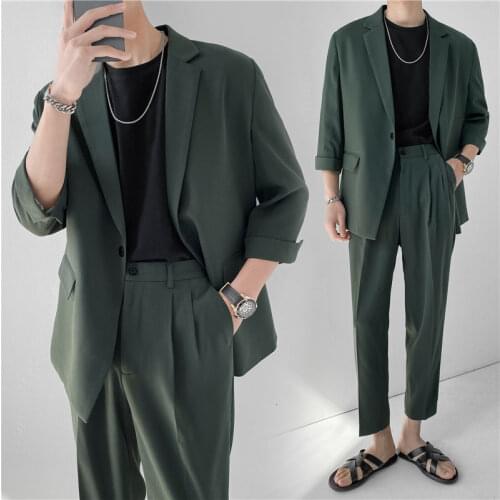 Suit Light Mature Wind British Solid Color Sleeve Loose Nine Cent Trouser Tidal Current Business Handsome Best Free Shipping