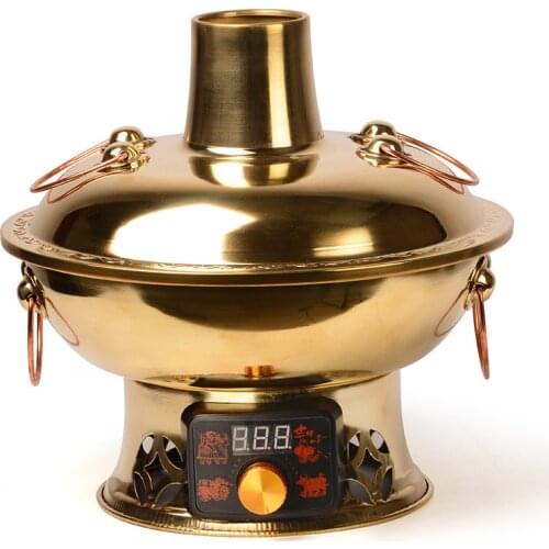 Red Copper Hot Pot Classical Chinese Electric Carbon Dual Purpose Touch Screen Button Thickening Pure Copper Sturdy And Durable