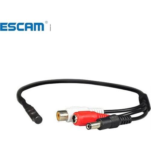 ESCAM Mini pickup CCTV microphone Wide range camera microphone Mini microphone with DC output, suitable for CCTV security DVR