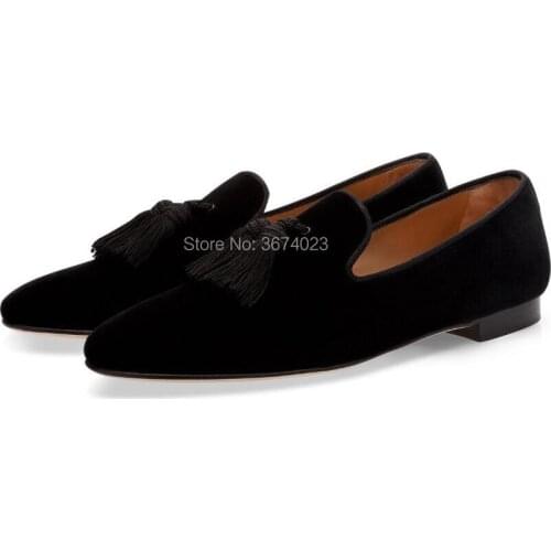 Qianruiti Men Moccasins Tassels Slippers Fringe Loafers Slip On Flats Casual Shoes Men Wedding Party Shoes