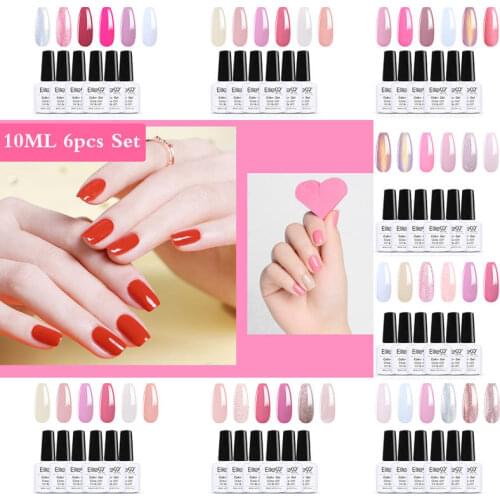 Elite99 6Pcs Gel Polish Set Cherry Pink Series Gel Nail Polish Soak Off Nail Varnish Primer For Manicure Kit Enamel Lacquer