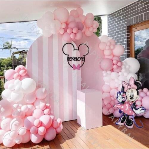 168Pcs Disney Minnie Mouse Arch Garland Balloon Kit Macaron Pink Latex Balloon Set Kids Birthday Decoration Baby Shower Globos