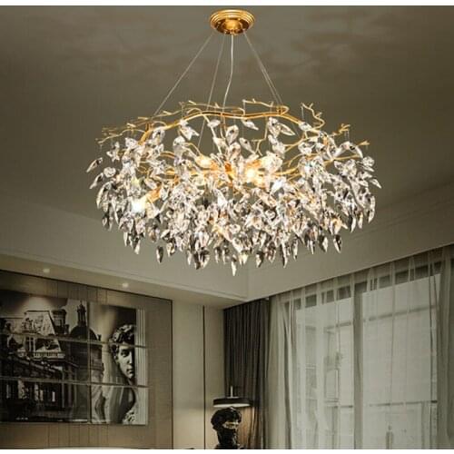 Nordic Luxury Gold Crystal Chandelier Lighting Modern Room Decoration LED Ceiling Chandelier Loft Art Hanging Lamps Living Room