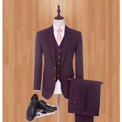 New Fashion Jacket for Groom Tuxedos Gray/red/blue Groomsman Suit Custom Made Man Suit 3 color Wedding suit (Jacket +pants+vest