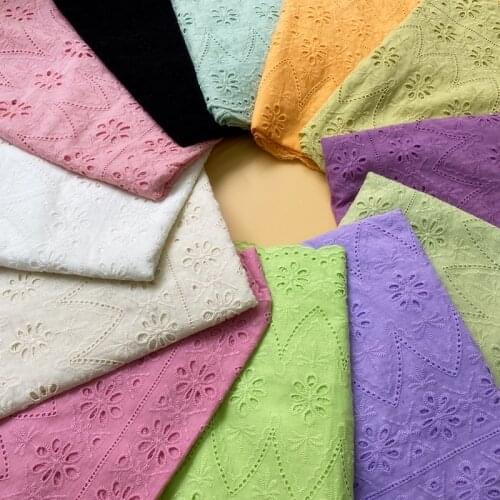 2020 New Pure- Cotton Cloth Hollow out Full Embroidery Lace Fabric Handmade DIY Clothes Accessories Width 130cm 1Yard