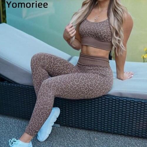 New Shark Seamless Yoga Suit Explosions Leopard Sports Tights and Fitness Bra Gym Sport Workout Running Training Two-piece Set
