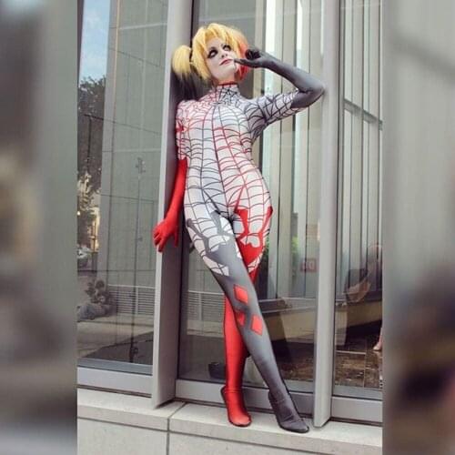 New Cindy Moon Cosplay Costume Silk Female Girls Woman Superhero Catsuit Zentai Suit Halloween Bodysuit Adults Kids Jumpsuit