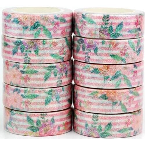 Wholesale 10pcs/lot Decorative Cute Floral Leaves Washi Tapes DIY Scrapbooking Planner Adhesive Masking Tapes Kawaii Stationery