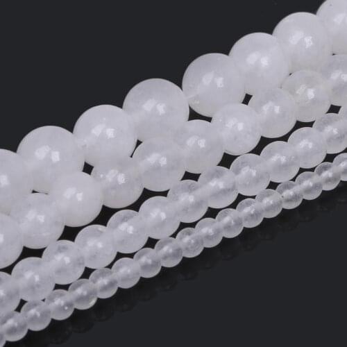 Wholesale 4mm 6mm 8mm 10mm Nature White round ball stone beads Loose beads For DIY Bracelet Necklace Jewelry Making