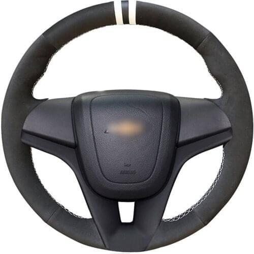 Hand Sew Black Suede white Marker Custom Car Steering Wheel Cover for Chevrolet Cruze Aveo Orlando Holden Cruze Ravon R4