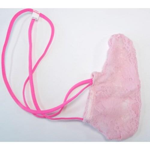 SEXY MEN STRING POUCH Thong C-thru Tulle G1439 Forward Upward Stretchy Lace Floral