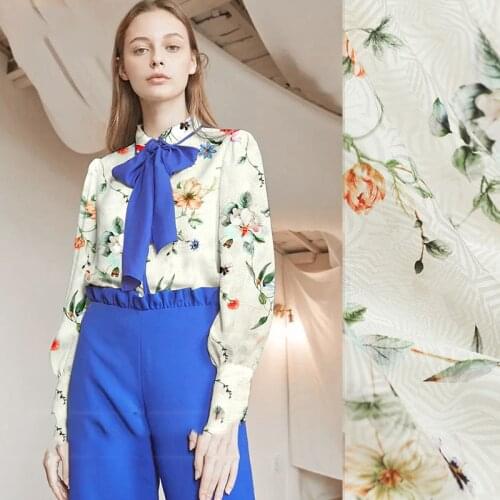 Silk Jacquard Crepe De Chine Fabric Mulberry Silk Soft Dress Shirt Skirt Organza 100% Natural Silk Fabrics by Meter